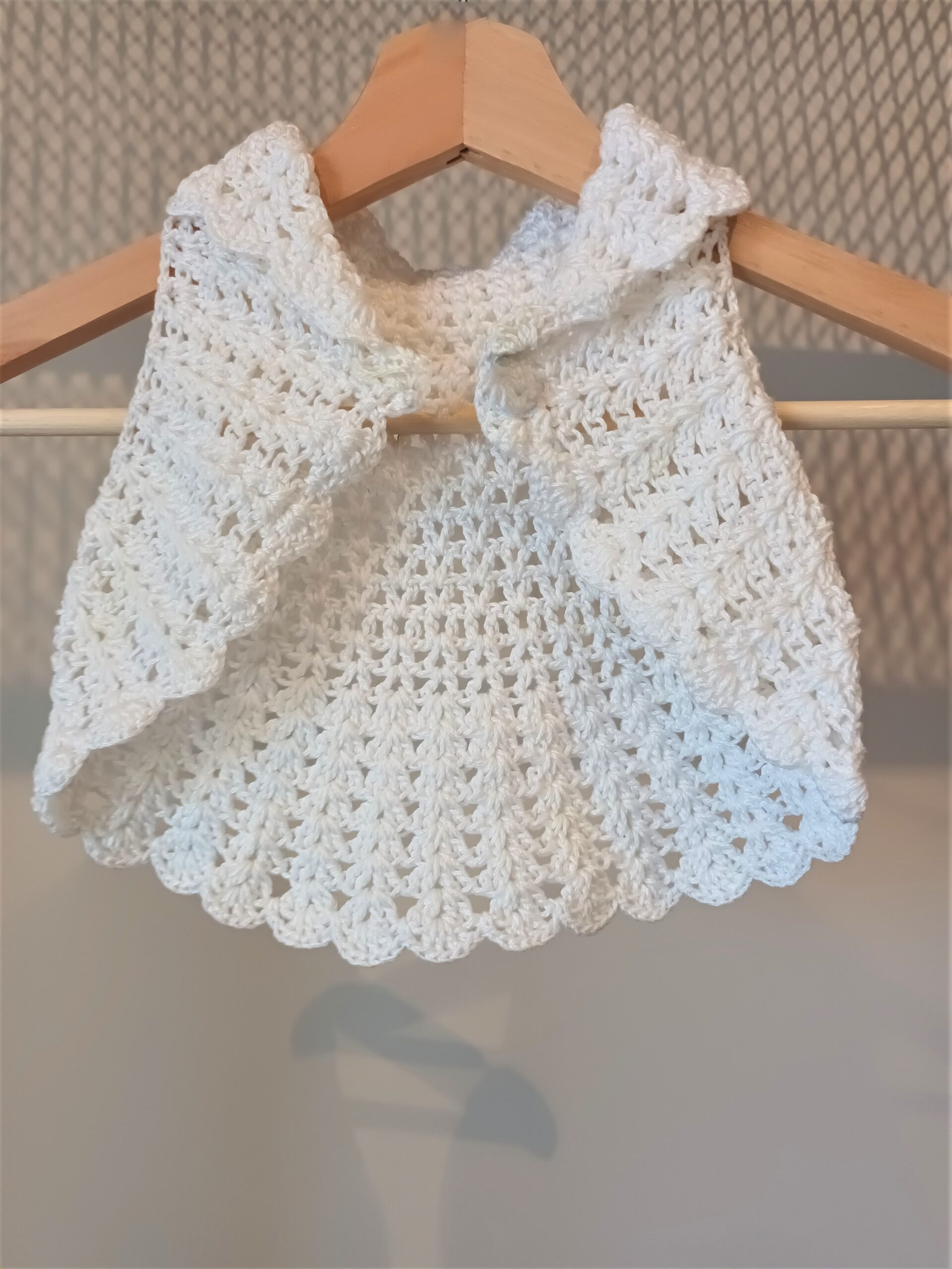 Handmade baby bolero in white cotton