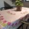 Extra large tablecloth with embroidery in pink with roses. Dimensions 1,30 x 2,00m